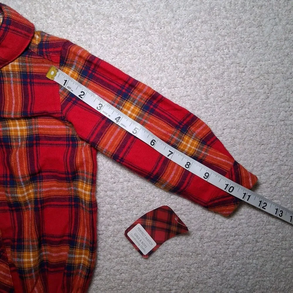 NWT Cotton Baby Red Plaid Sz Unisex 12 Months One Piece Long Sleeve Family Photo